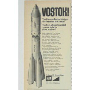 Vostok Rocket Plastic Model Kit Advertisement Space Race Build MPC 1960s Vintage